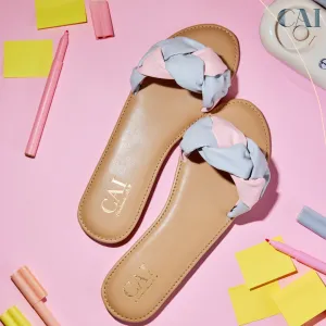 Braided Pink and Grey Slides